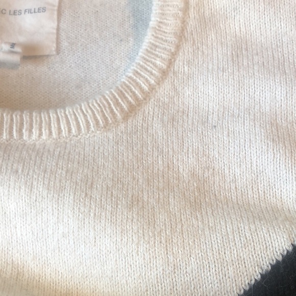 Avec Les Filles black and white block sweater harlequin cotton and wool L - Picture 6 of 8